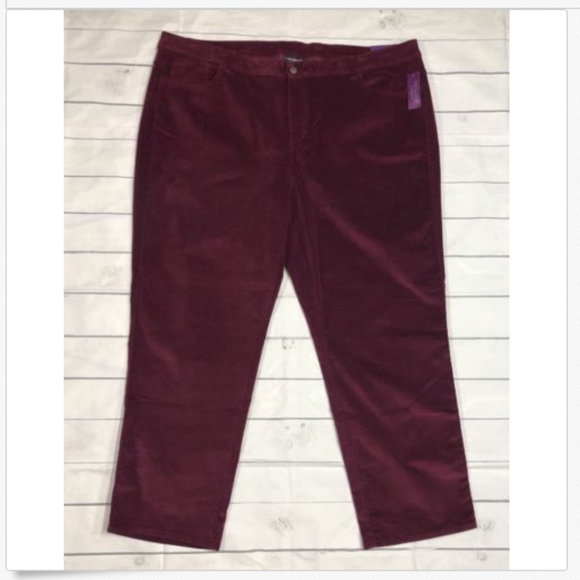 Lane Bryant Burgundy Velour Straight Pants Size 28 - Picture 1 of 6